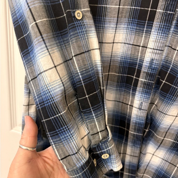 Allison Daley Blue and Black Plaid Button-Down Shirt - Picture 3 of 4